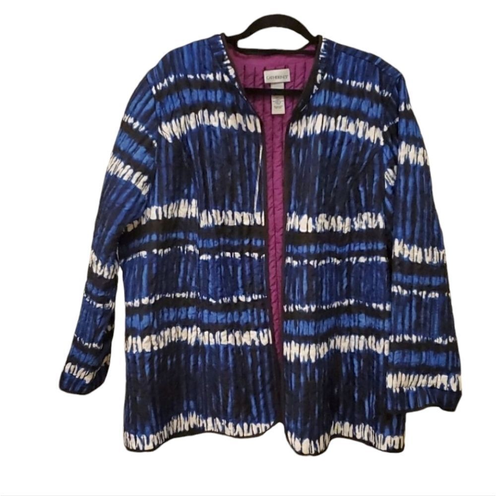 CATHERINE'S Printed Open Front Jacket - Size 3X